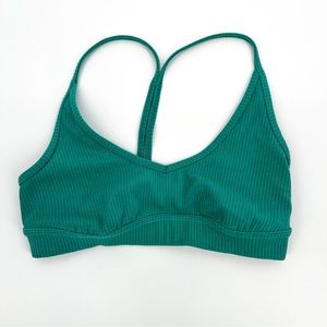 Alo Yoga Teal Green Ribbed Racer Back Sports Bra Size XS